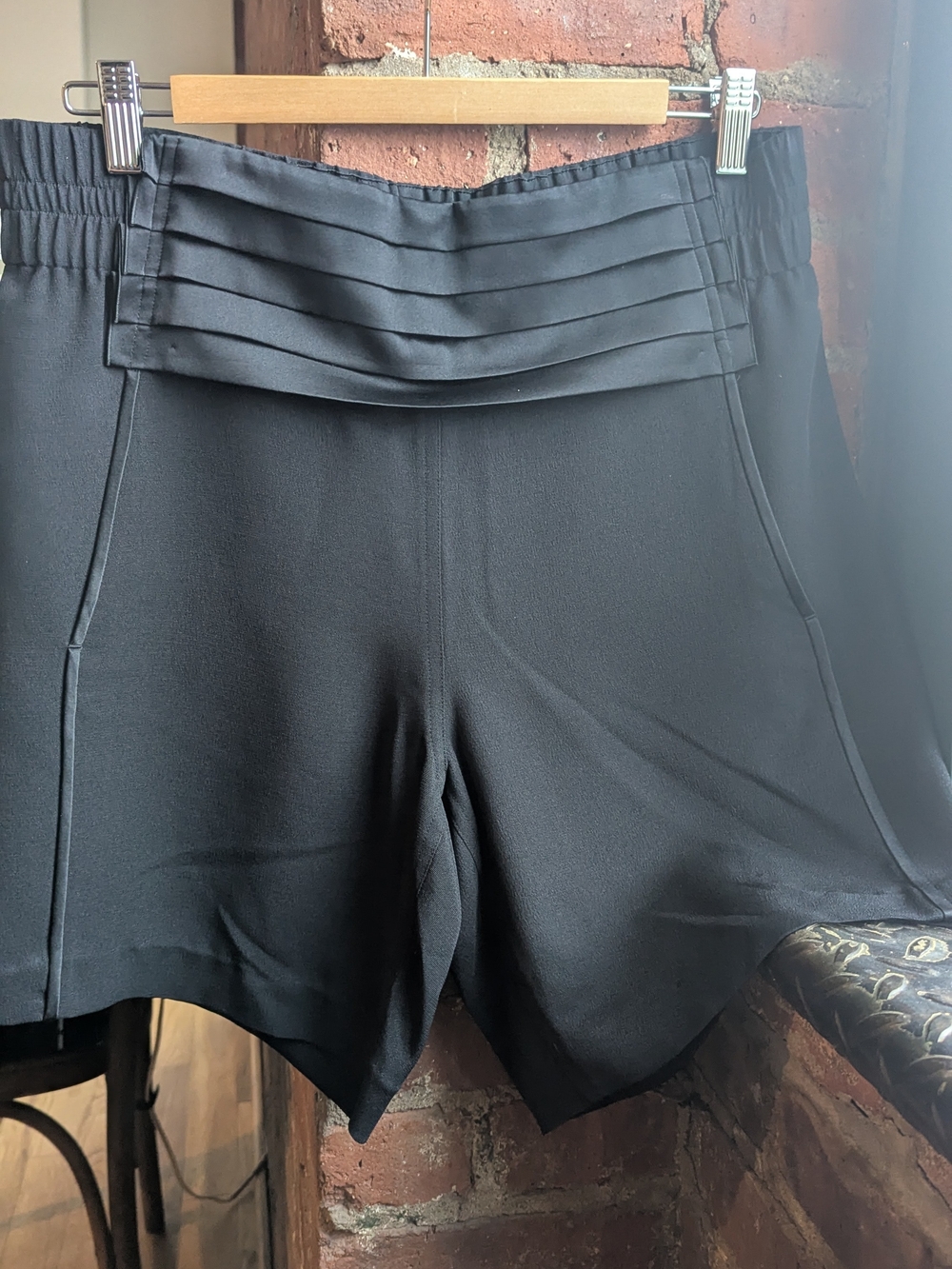 Alexander Wang Black High-Waist Pleated Panel Shorts